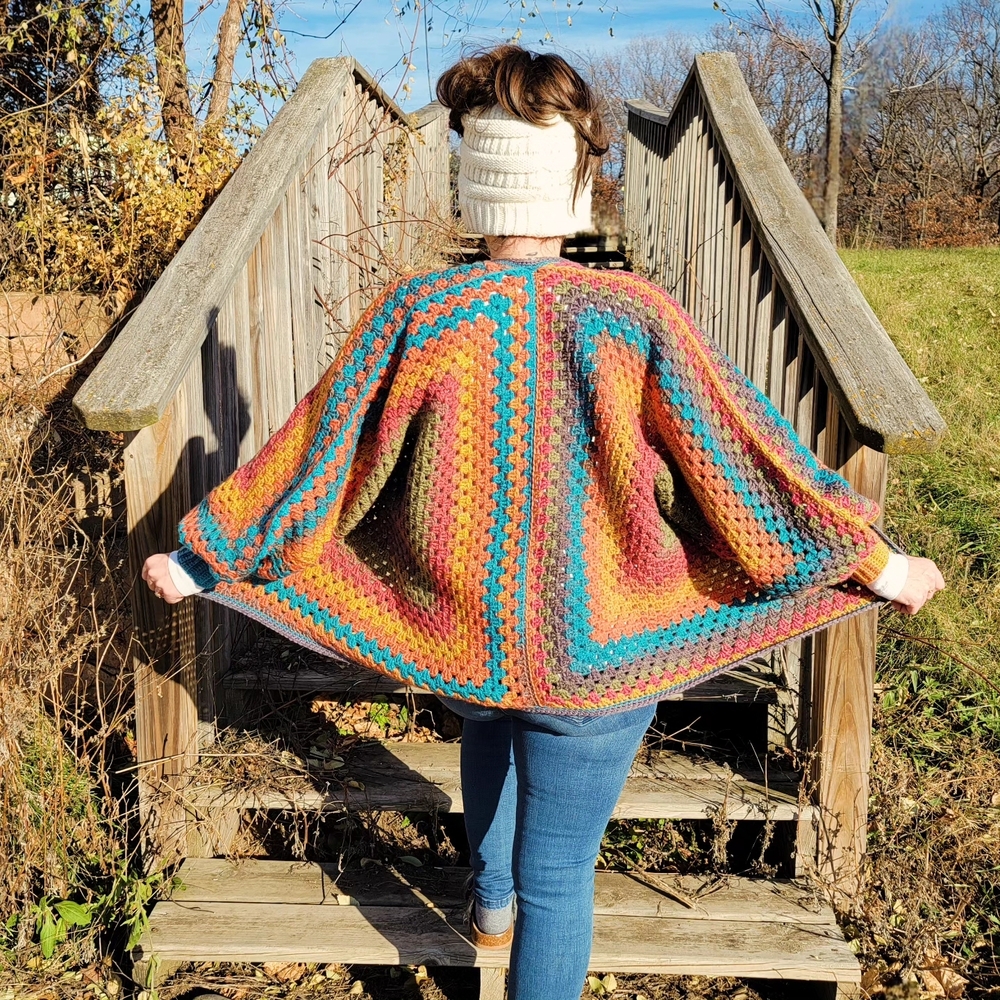 Handmade Granny Square Hexagon Crochet Cardigan - Teen - Groot